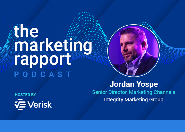 The Marketing Rapport Podcast season 2 episode 14 card - Jordan Yospe Senior Director, Marketing Channels Integrity Marketing Group